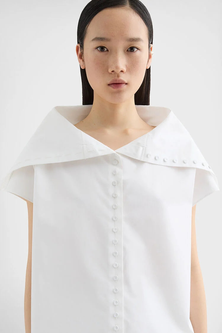 Cotton Poplin Caped Top