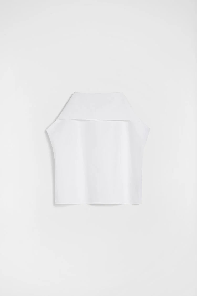 Cotton Poplin Caped Top