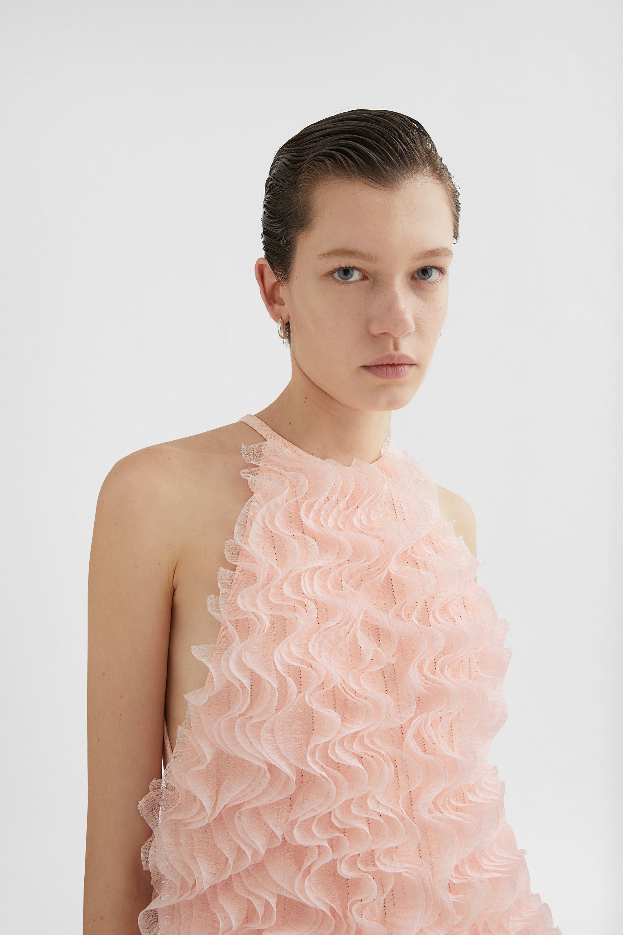 Silk Blend Ruffle Dress