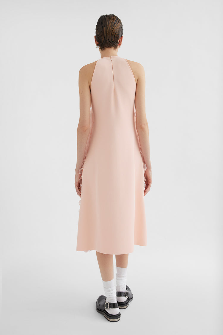 Silk Blend Ruffle Dress