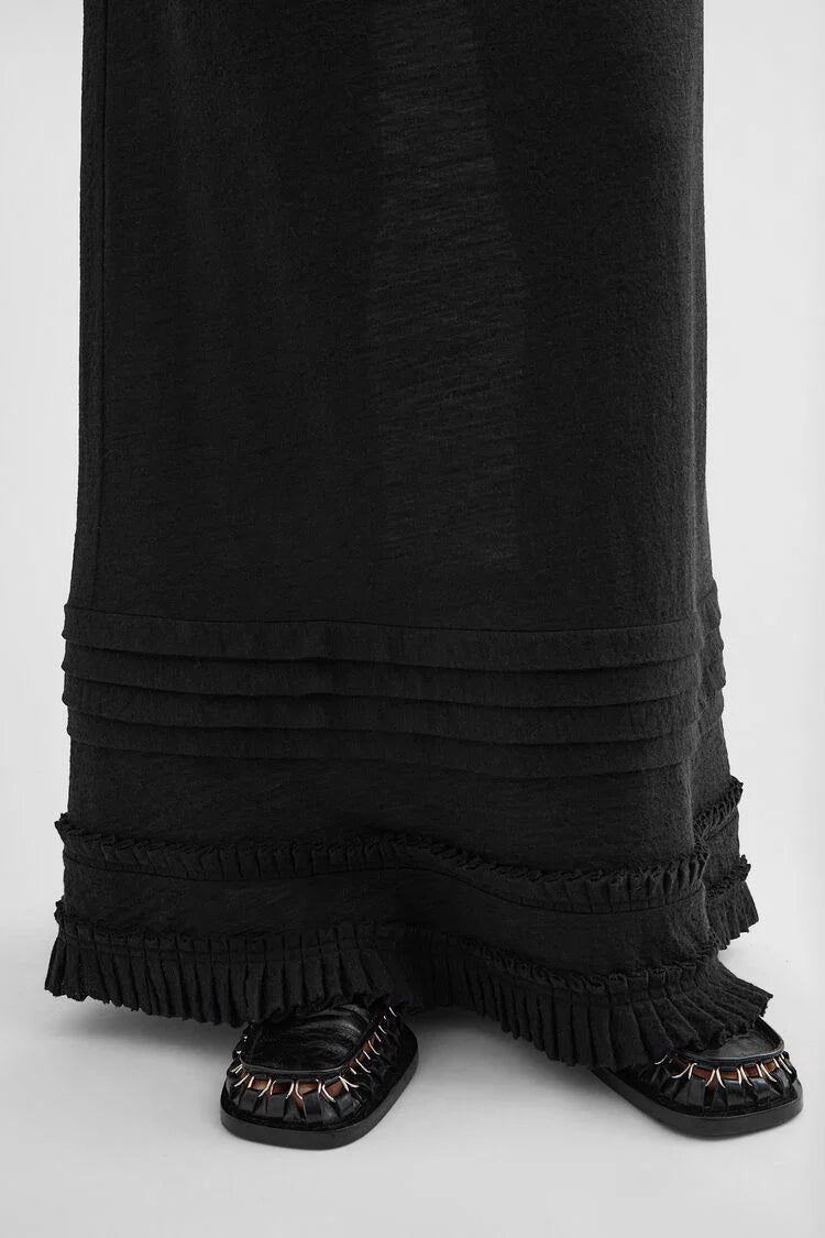 Wool Jersey Ruffle Dress