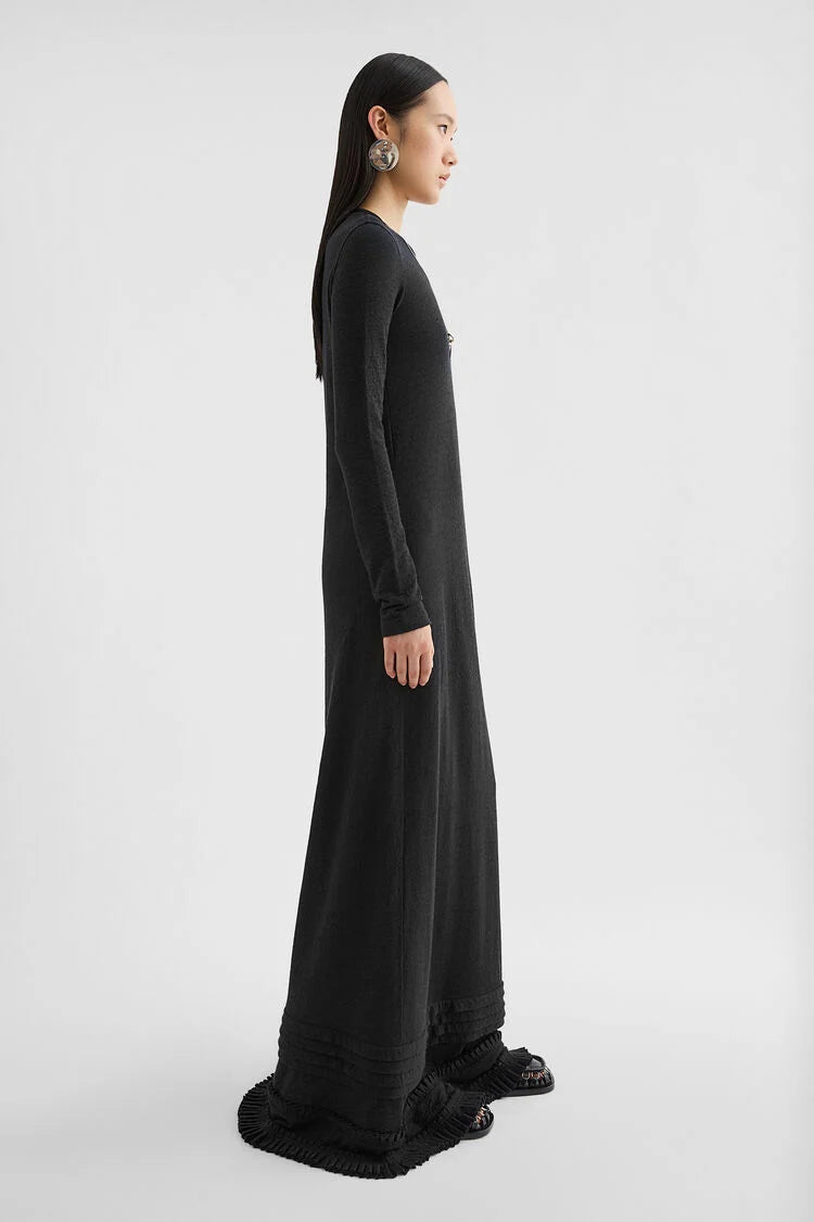 Wool Jersey Ruffle Dress