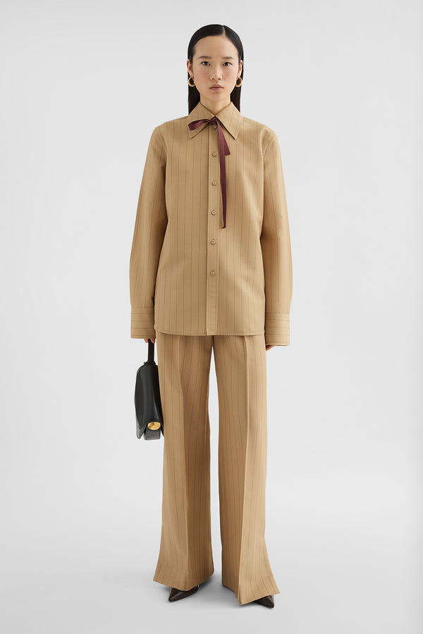 Wool Blend Pinstripe Shirt