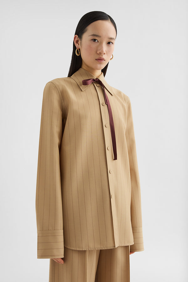 Wool Blend Pinstripe Shirt