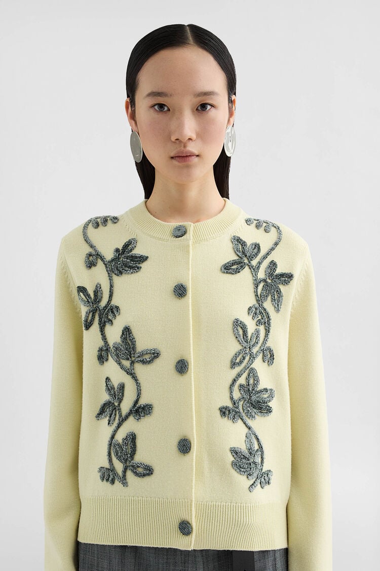 Wool Blend Embroidered Cardigan