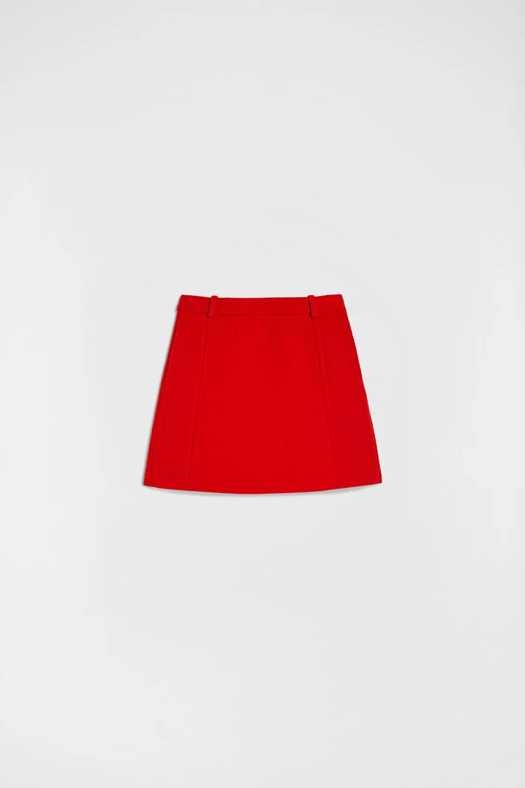 Wool Chevron Mini Skirt