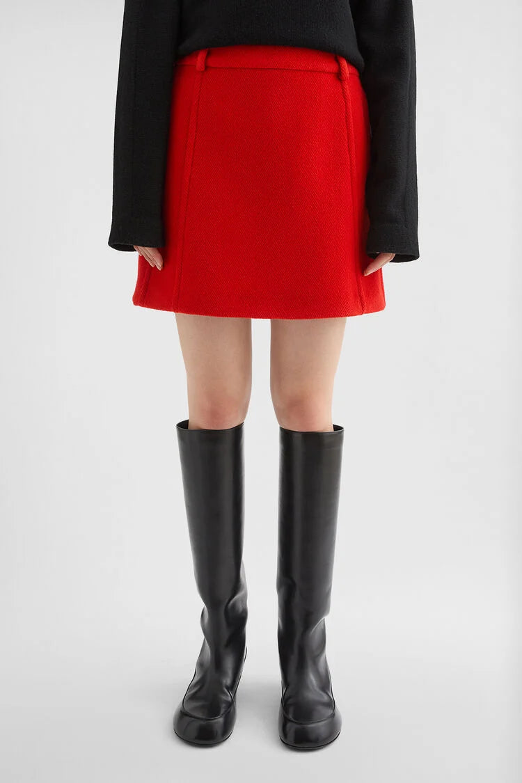 Wool Chevron Mini Skirt