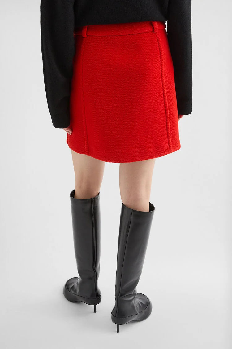 Wool Chevron Mini Skirt