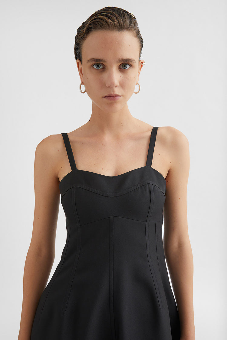 Technical Gabardine Bustier Dress