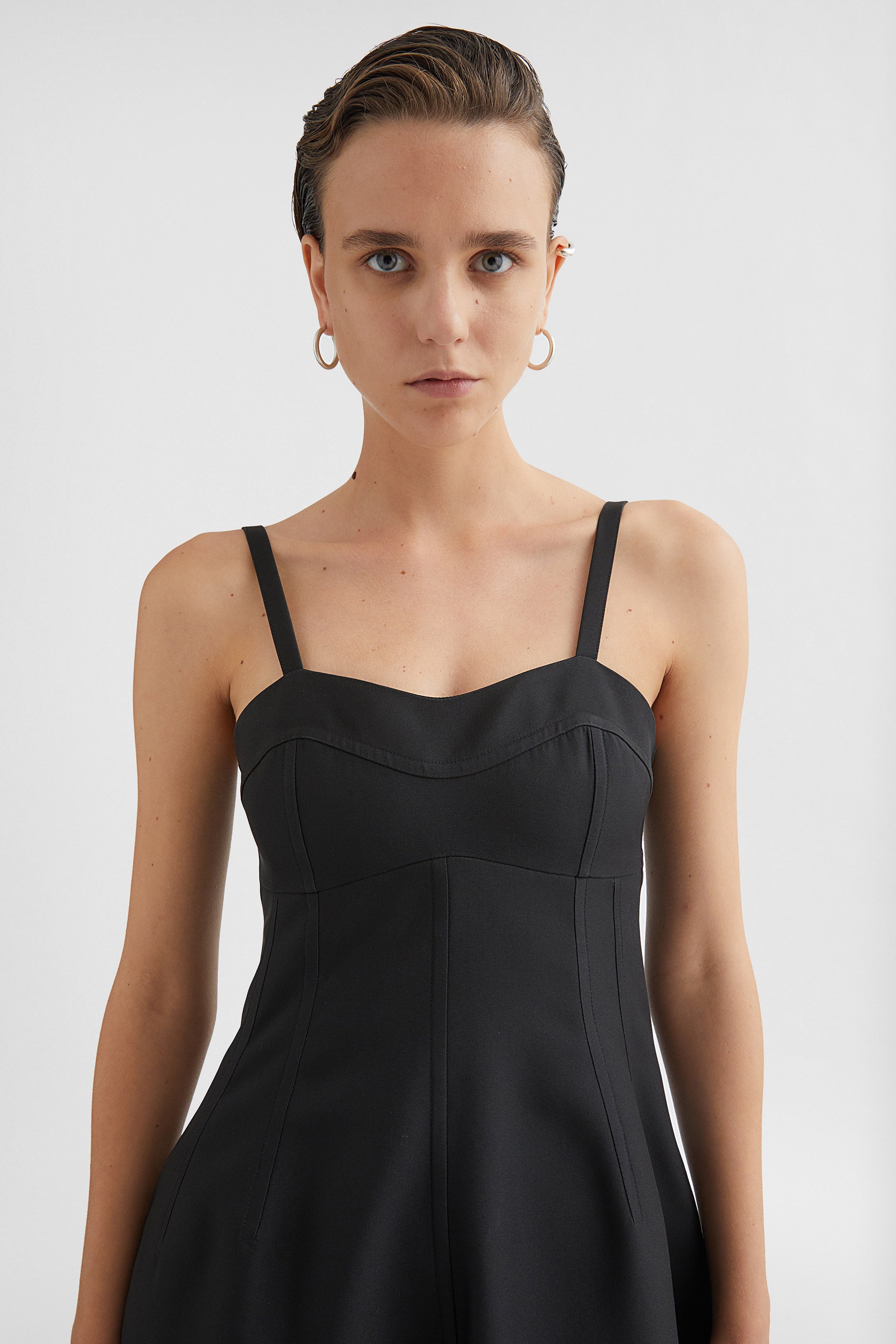 Technical Gabardine Bustier Dress