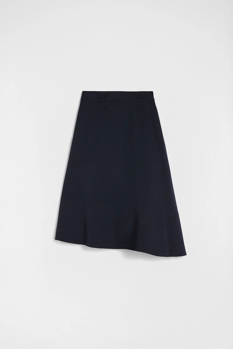 Lightweight Wool Gabardine Asymmetrical Skirt