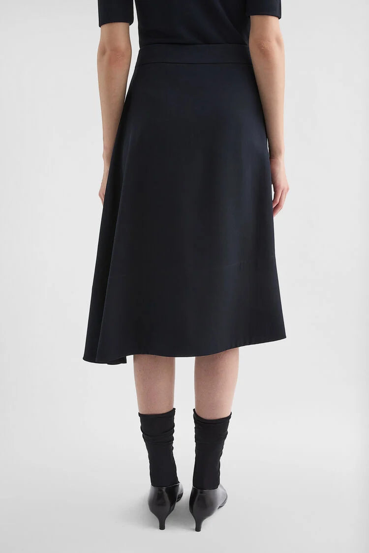 Lightweight Wool Gabardine Asymmetrical Skirt