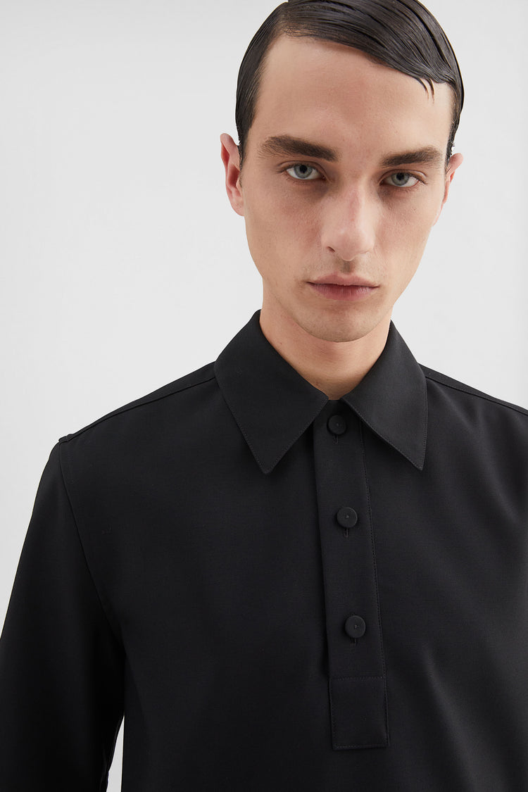 Wool Canvas Polo Shirt