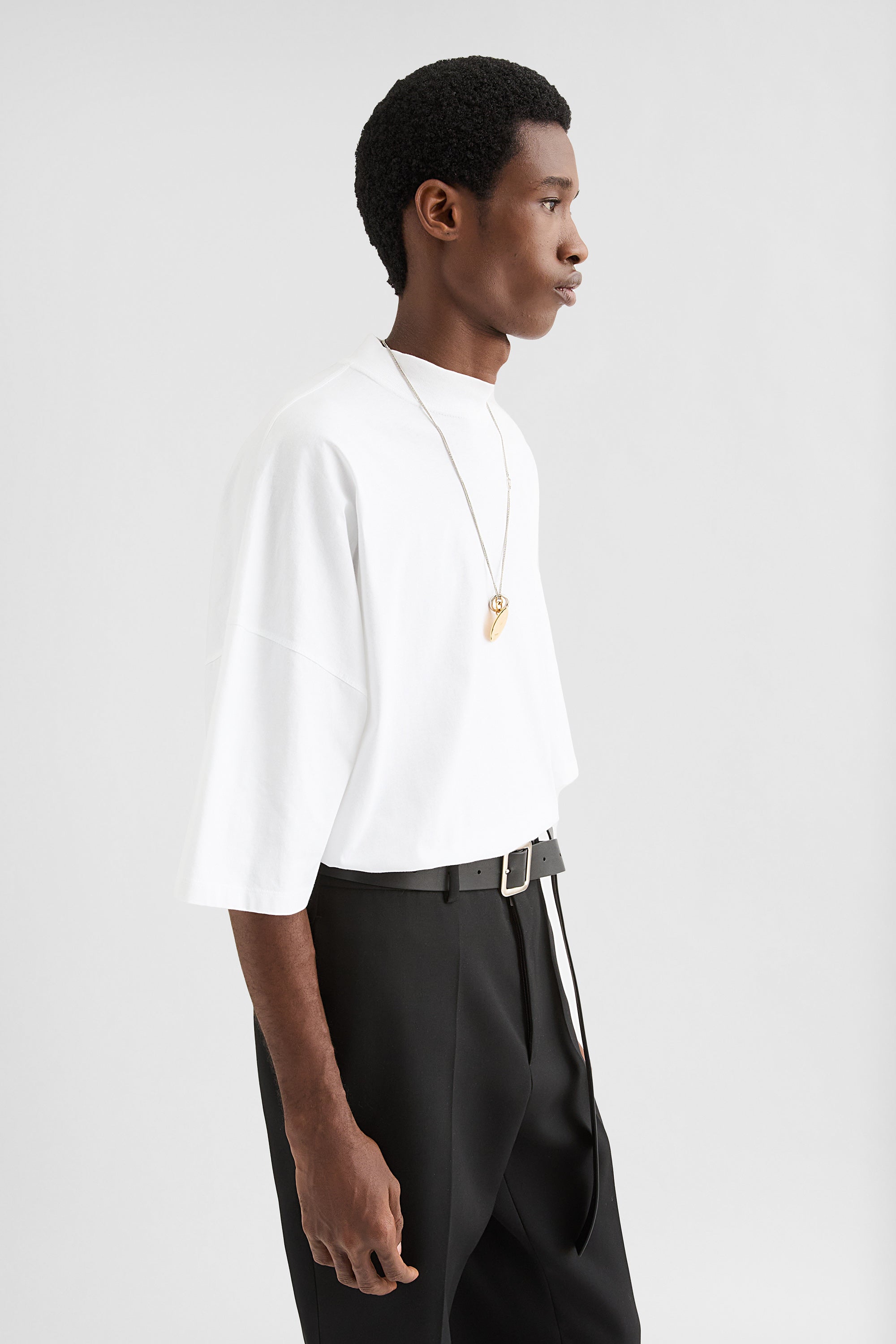 Cotton Mock-Neck T-Shirt