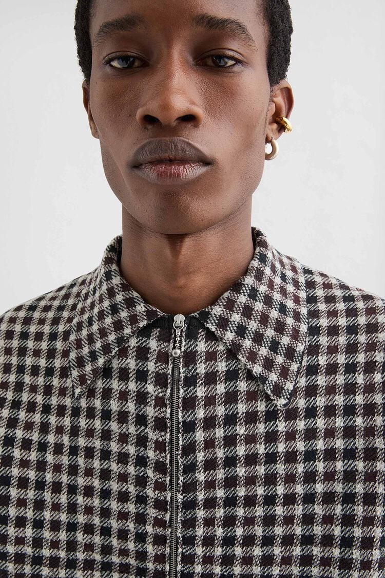 Wool Blend Zip-Up Shirt