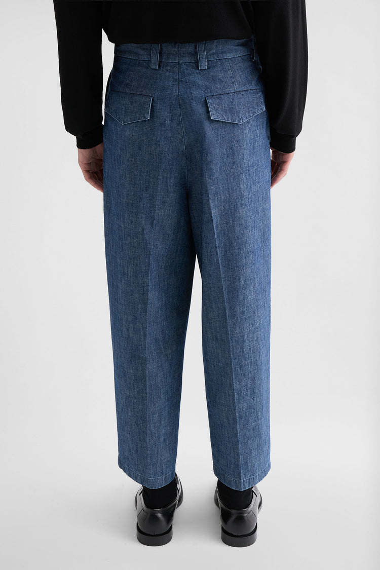 Cotton Chambray Tapered Trousers