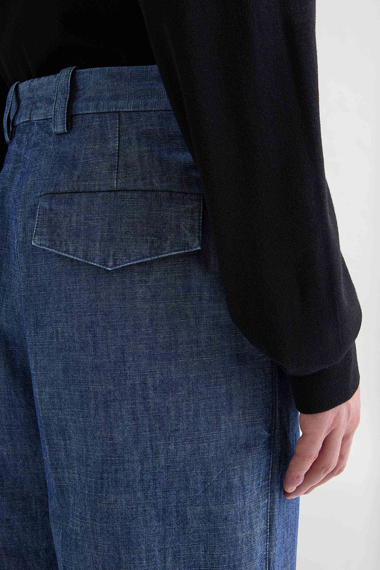 Cotton Chambray Tapered Trousers