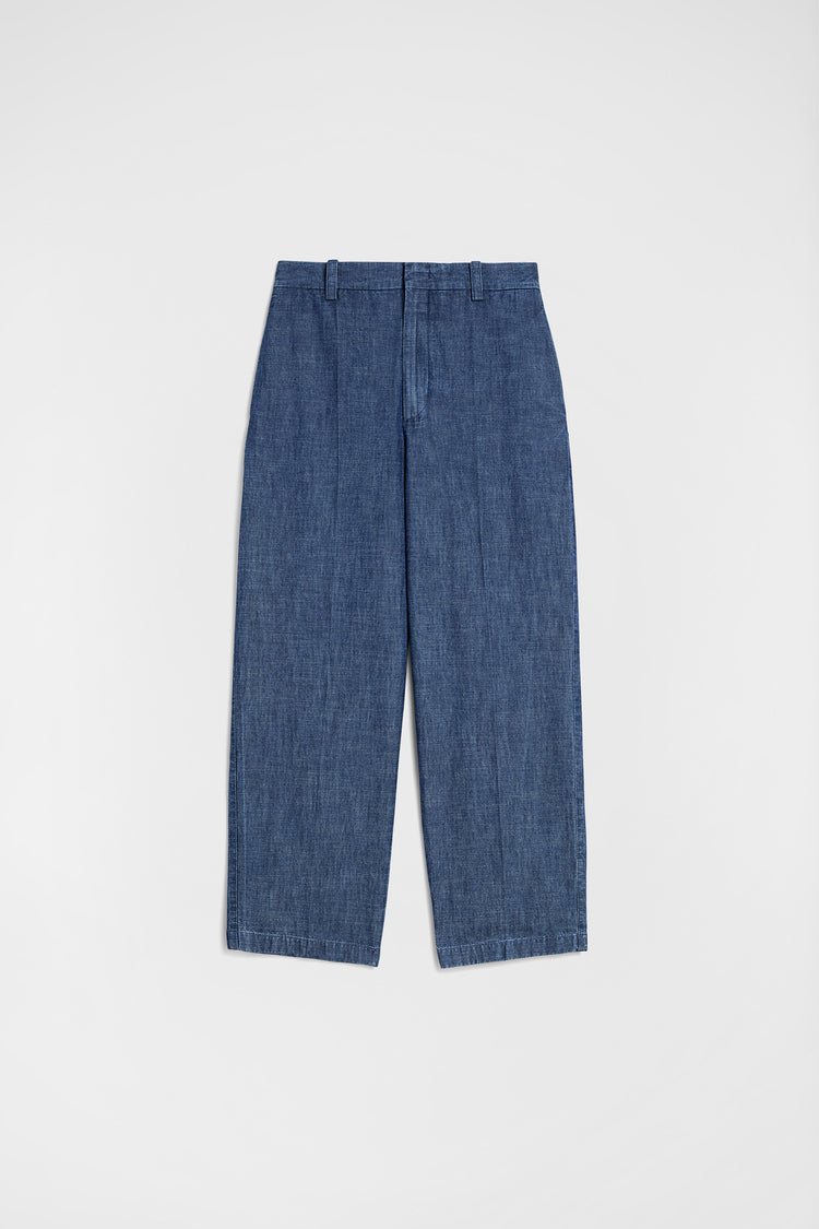 Cotton Chambray Tapered Trousers